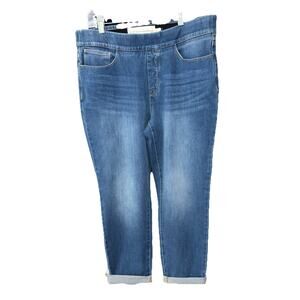 Soft Surroundings Womens Ultimate Denim Pull On Relaxed Straight Jeans Size PL